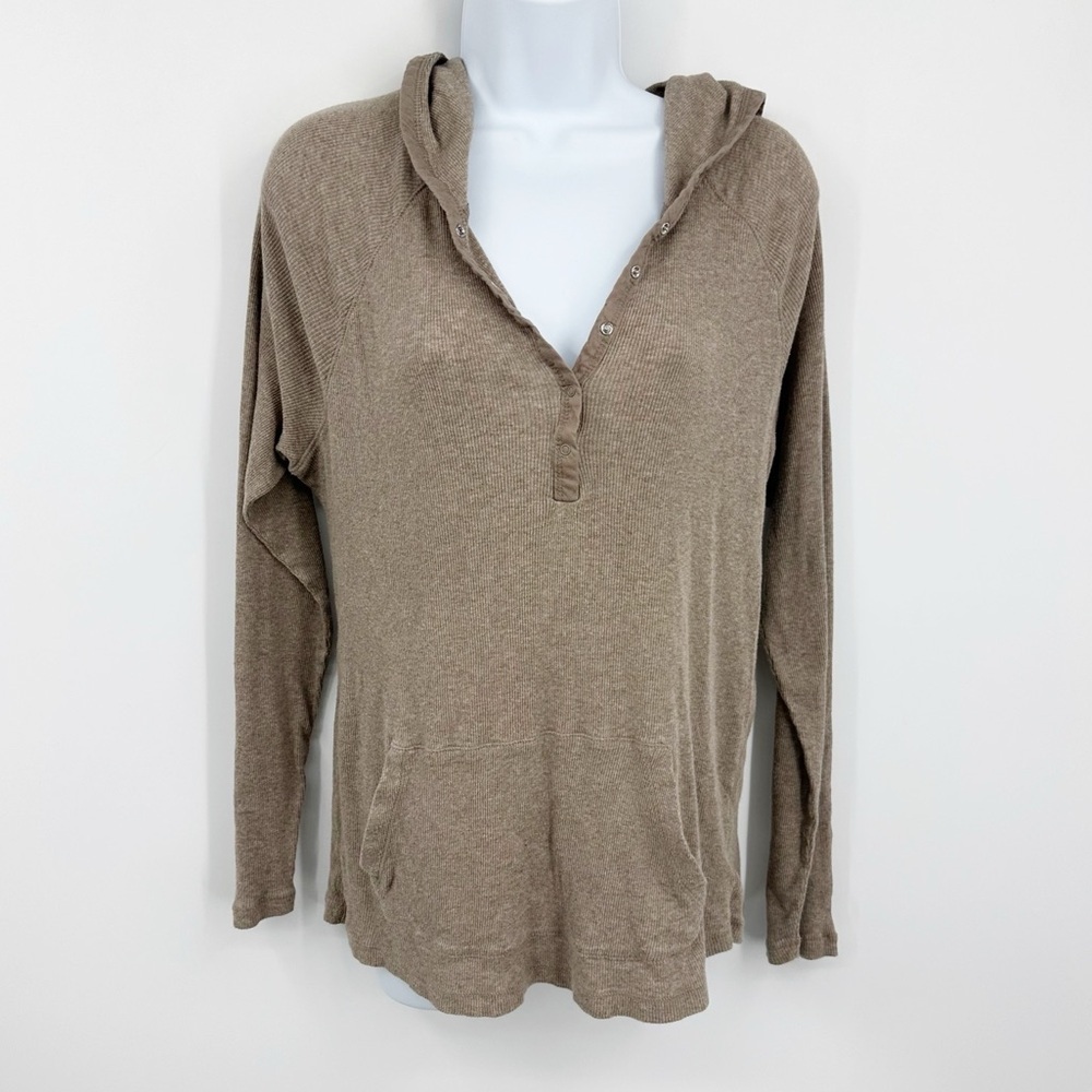Vintage Y2K Hooded Henley Top Size Large Old Navy Early 2000s Snap Button